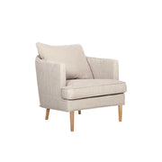 Fauteuil en tissu naturel coton/lin Julia avec pieds bois – Natur n°1419CA – Taille standard