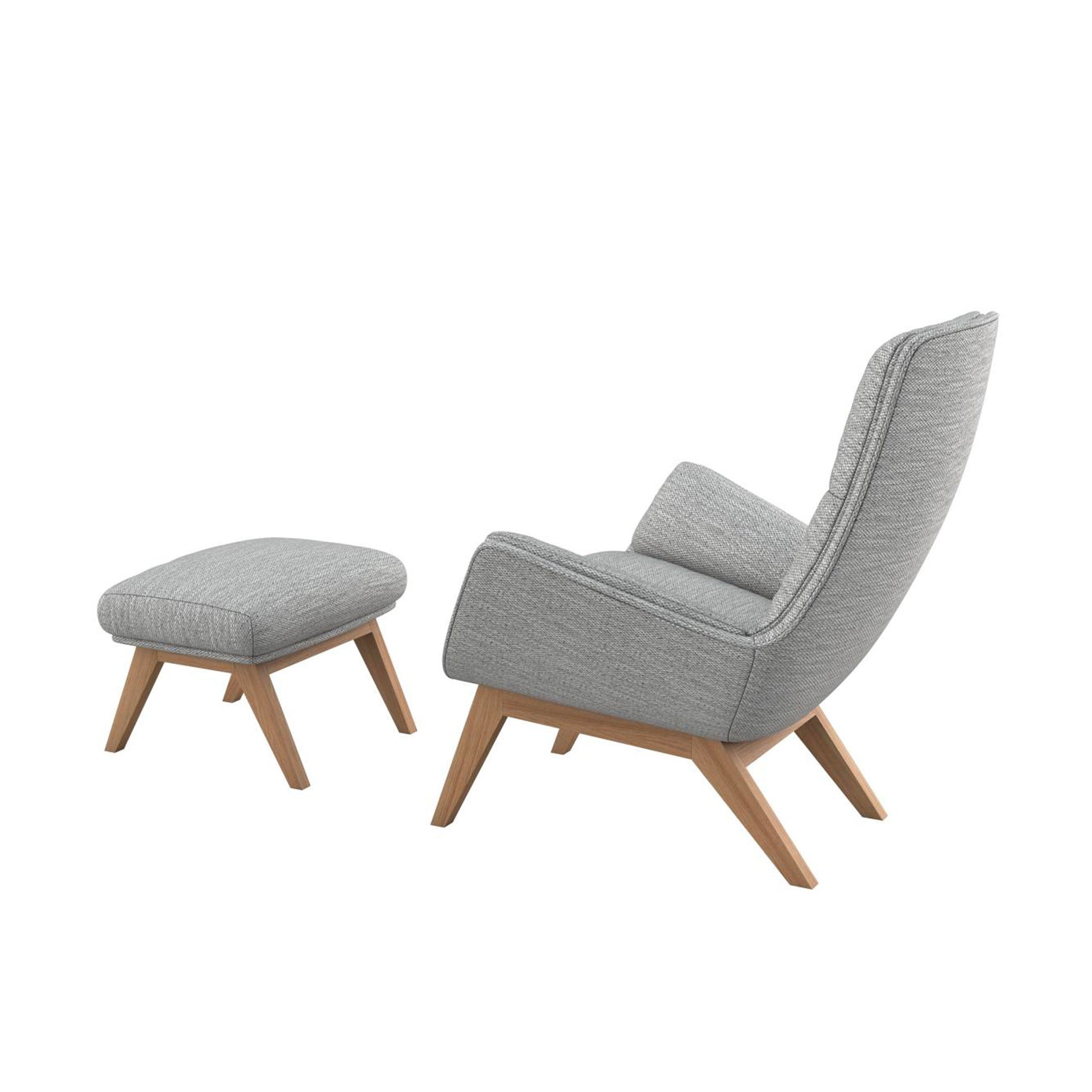 Fauteuil en tissu recyclé Moro avec repose-pieds – Light Grey n°1411 RO – Taille standard