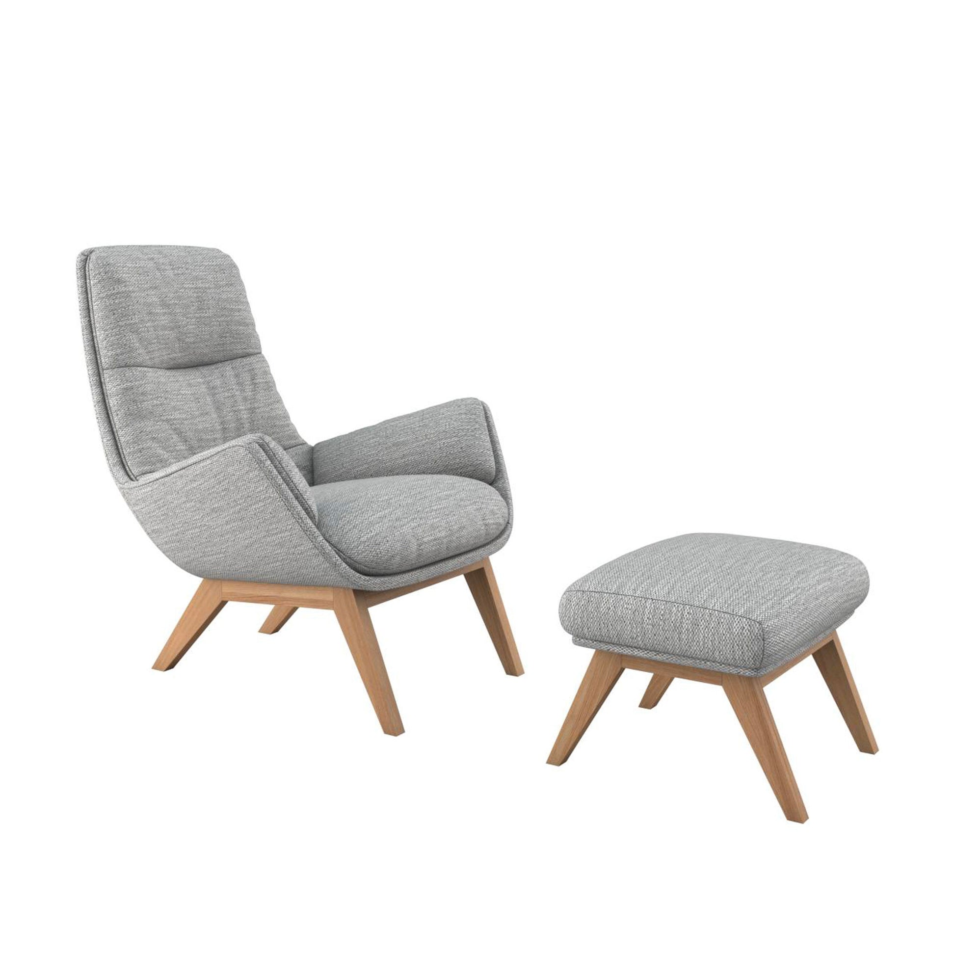 Fauteuil en tissu recyclé Moro avec repose-pieds – Light Grey n°1411 RO – Taille standard