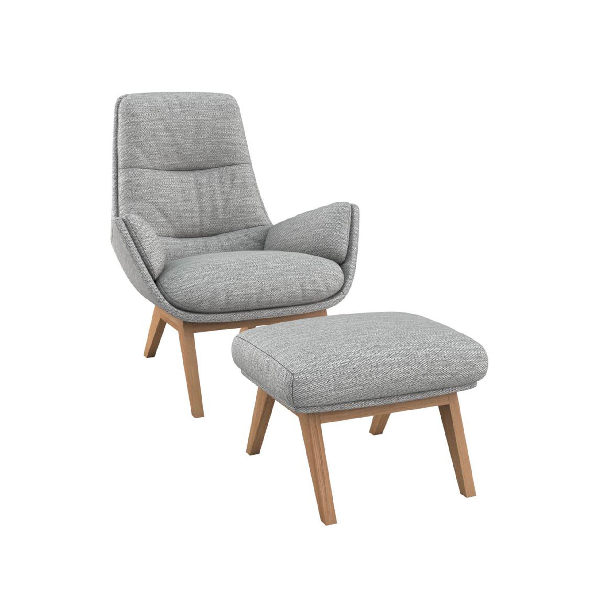 Fauteuil en tissu recyclé Moro avec repose-pieds – Light Grey n°1411 RO – Taille standard