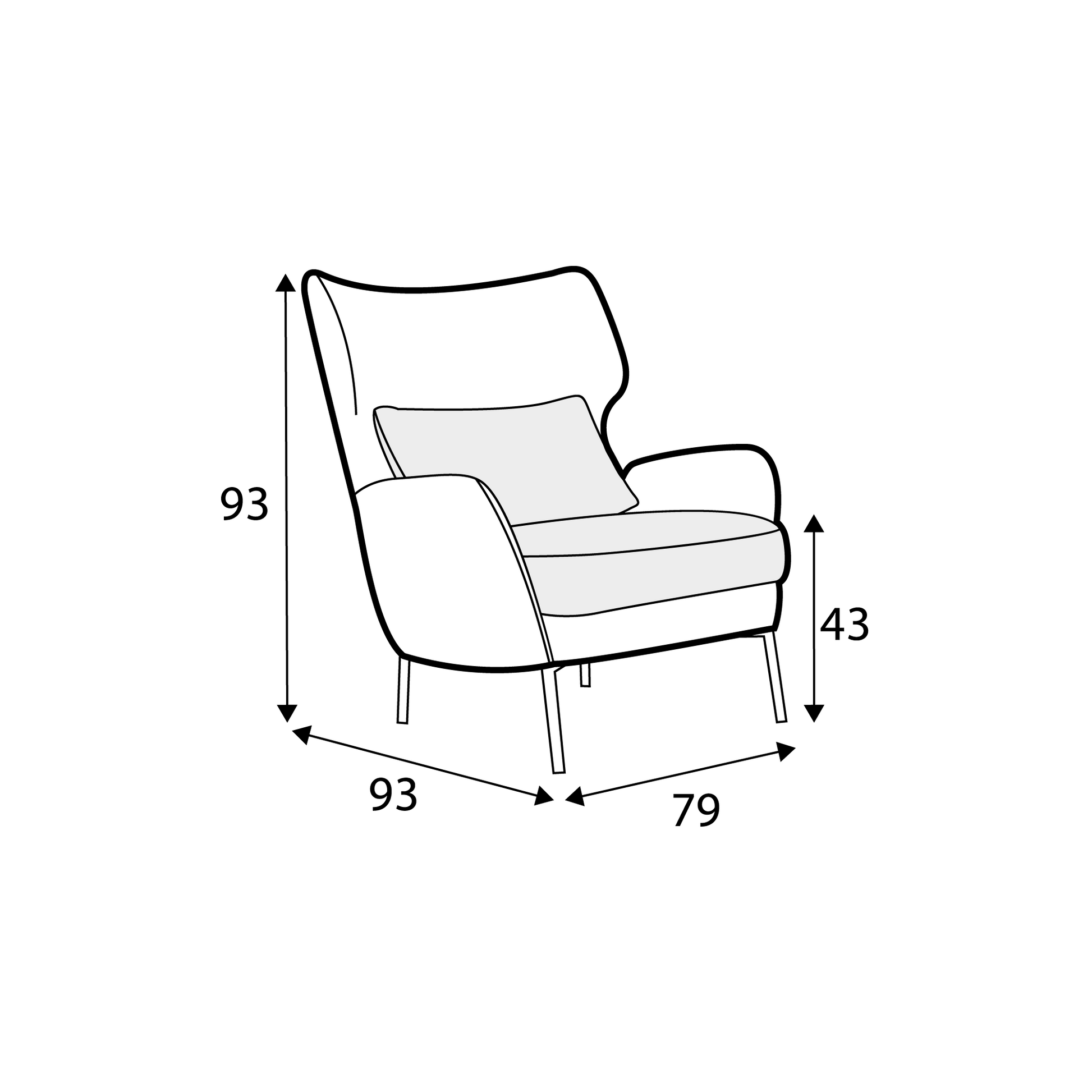 Fauteuil en velours Alex avec pieds métal et repose-tête – Dark Blue n°11CV – Taille standard