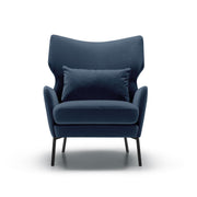 Fauteuil en velours Alex avec pieds métal et repose-tête – Navy Blue n°12CV – Taille standard