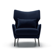 Fauteuil en velours Alex avec pieds métal et repose-tête – Dark Blue n°11CV – Taille standard