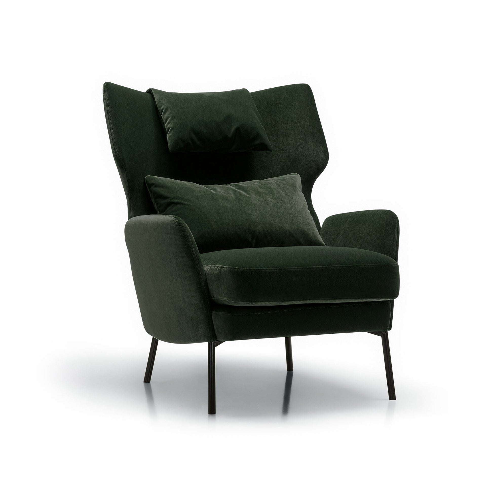 Fauteuil en velours Alex avec pieds métal et repose-tête – Deep Green n°27CV – Taille standard