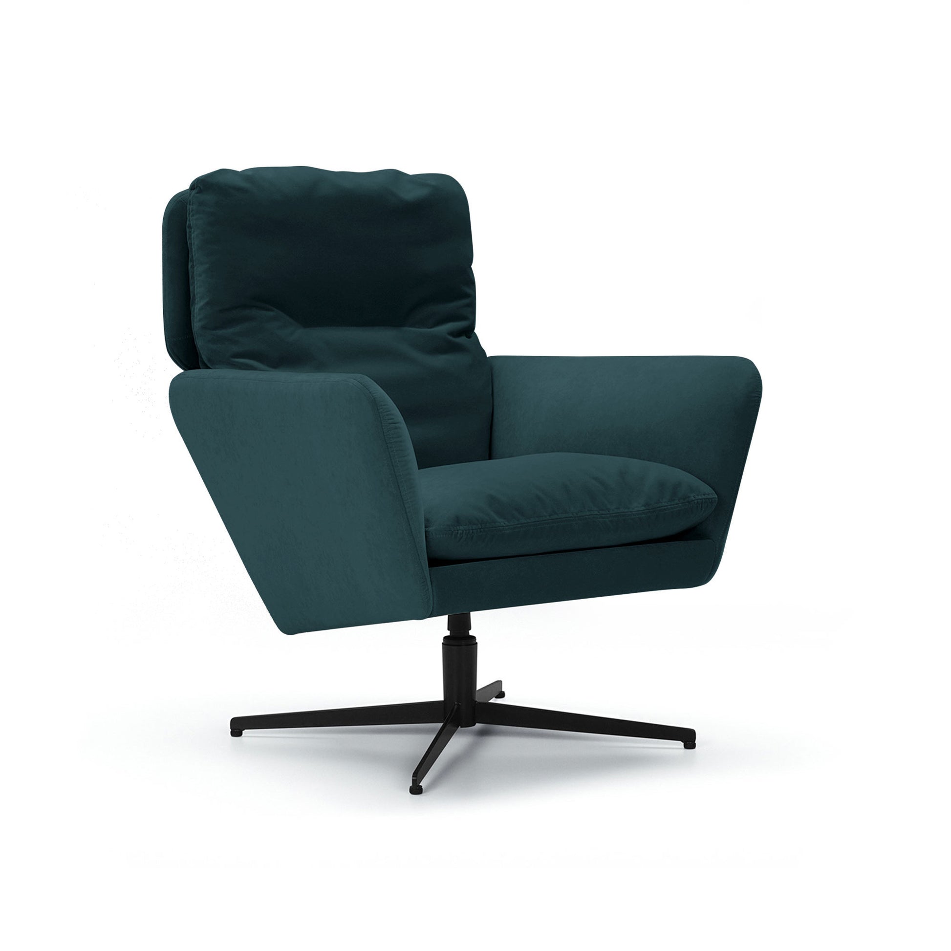 Fauteuil en velours Amy avec pied pivotant – Turquoise n°28CV – Taille standard