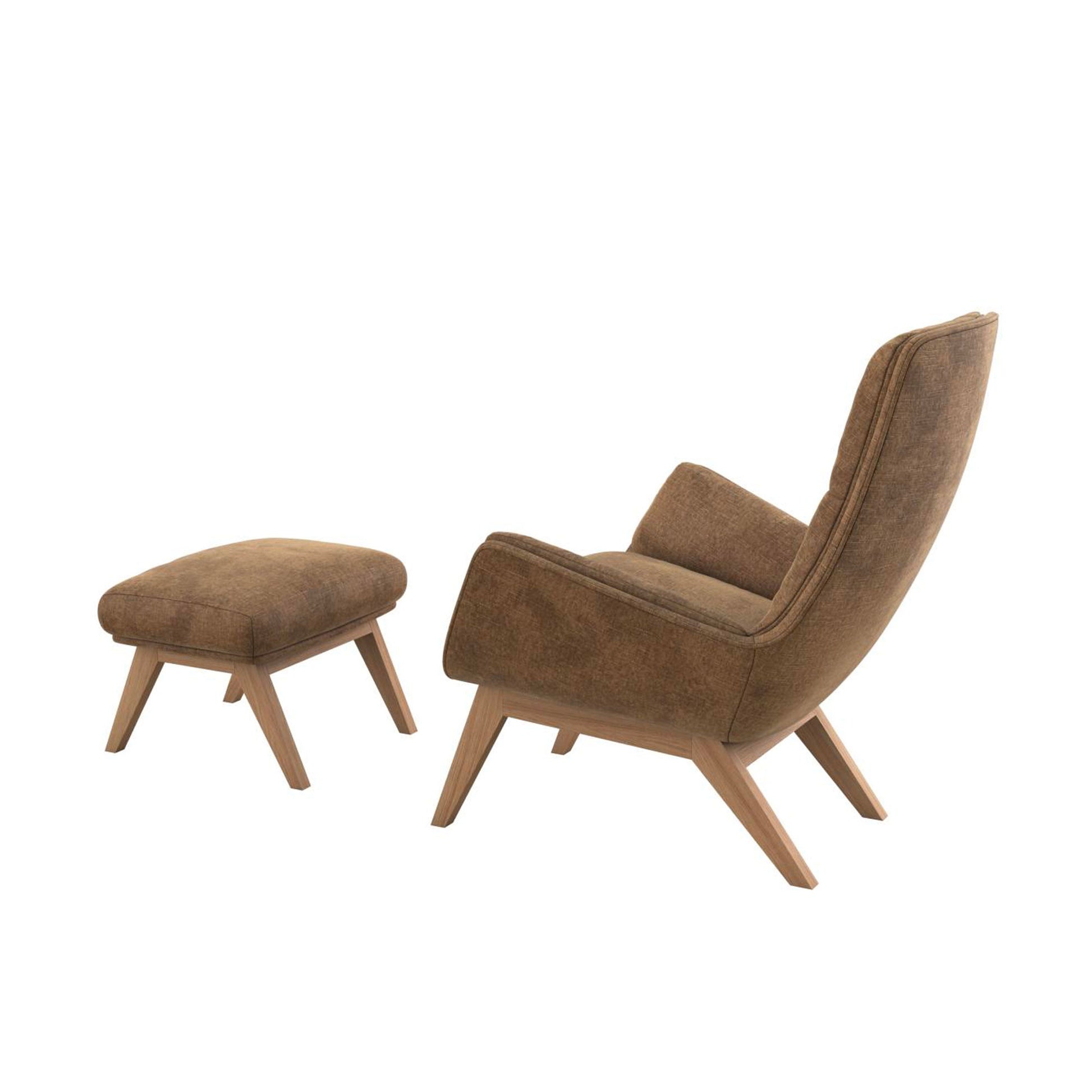 Fauteuil en velours chenillé Moro avec repose-pieds – Teddy Brown n°3WI – Taille standard