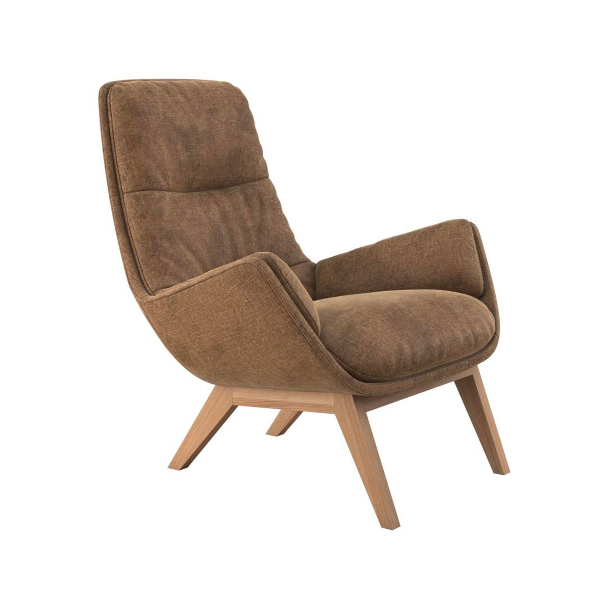 Fauteuil en velours chenillé Moro avec repose-pieds – Teddy Brown n°3WI – Taille standard