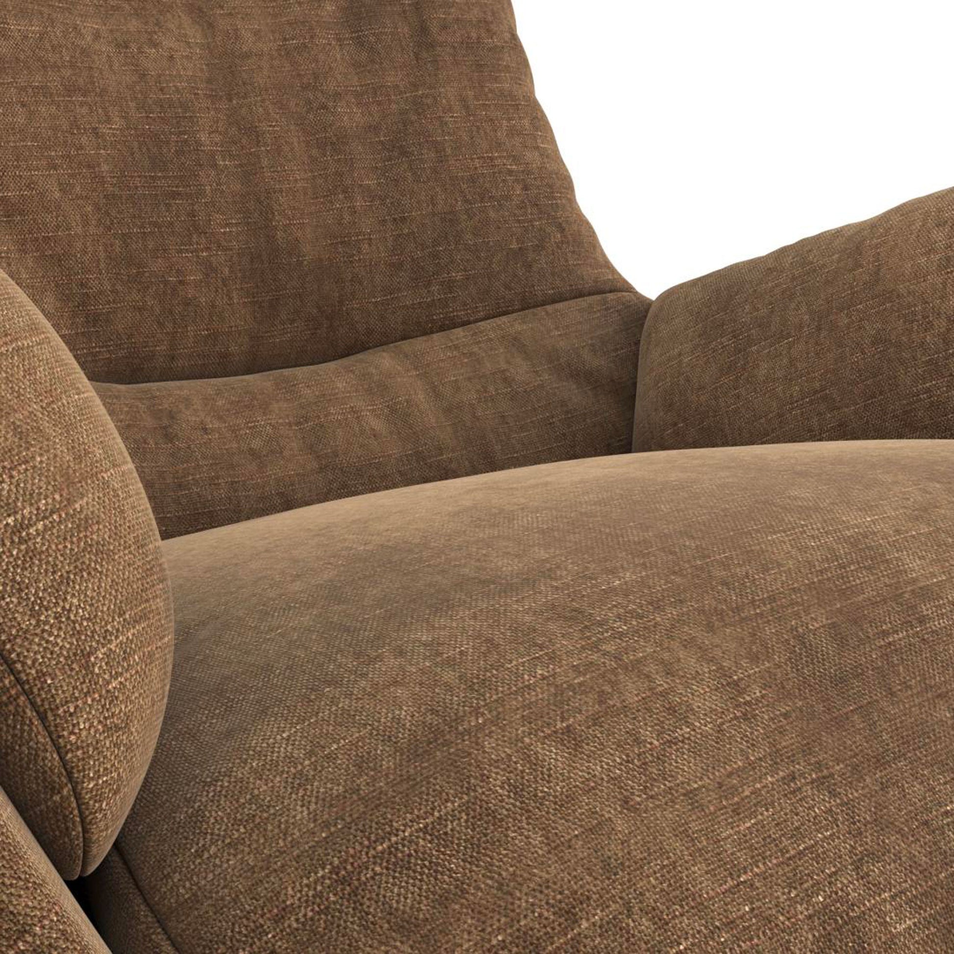 Fauteuil en velours chenillé Moro avec repose-pieds – Teddy Brown n°3WI – Taille standard