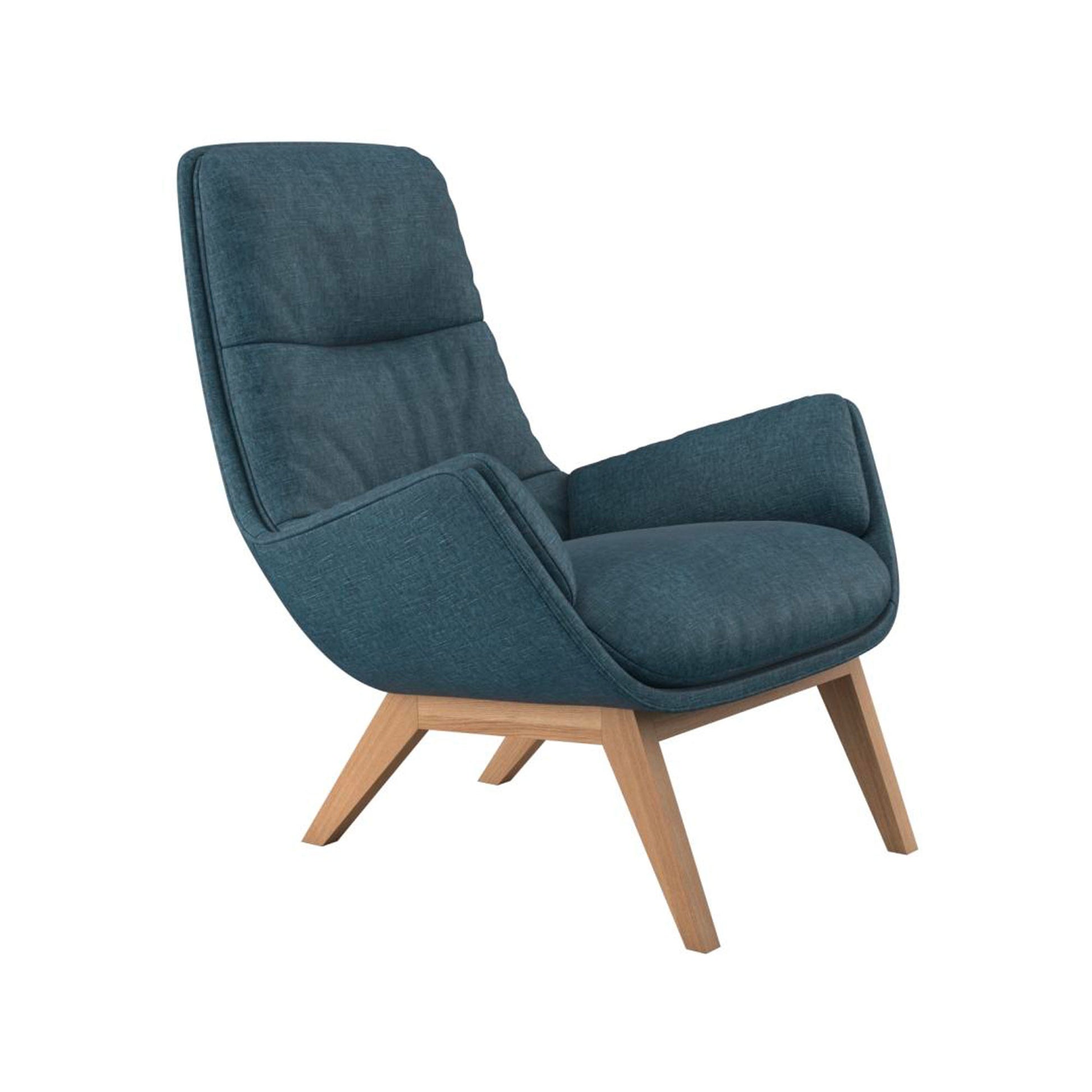 Fauteuil en velours chenillé Moro avec repose-pieds – Midnight blue n°12 WI – Taille standard