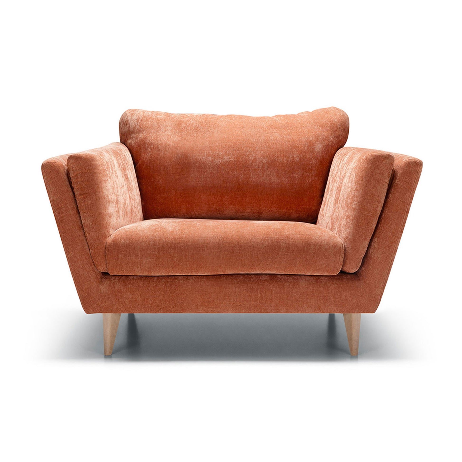 Fauteuil large en velours chenille Nova avec pieds bois – Pail Rust n°7WI – Taille standard