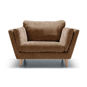 Fauteuil large en velours chenille Nova avec pieds bois – Teddy Brown n°3WI – Taille standard