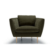 Fauteuil en velours chenillé Teddy avec pieds bois – Khaki n°8AT – Taille standard