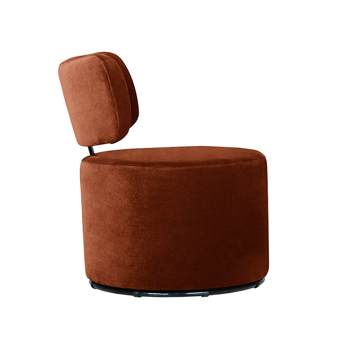 Fauteuil en velours Mokka avec pied pivotant – Rust n°19CV – Taille standard