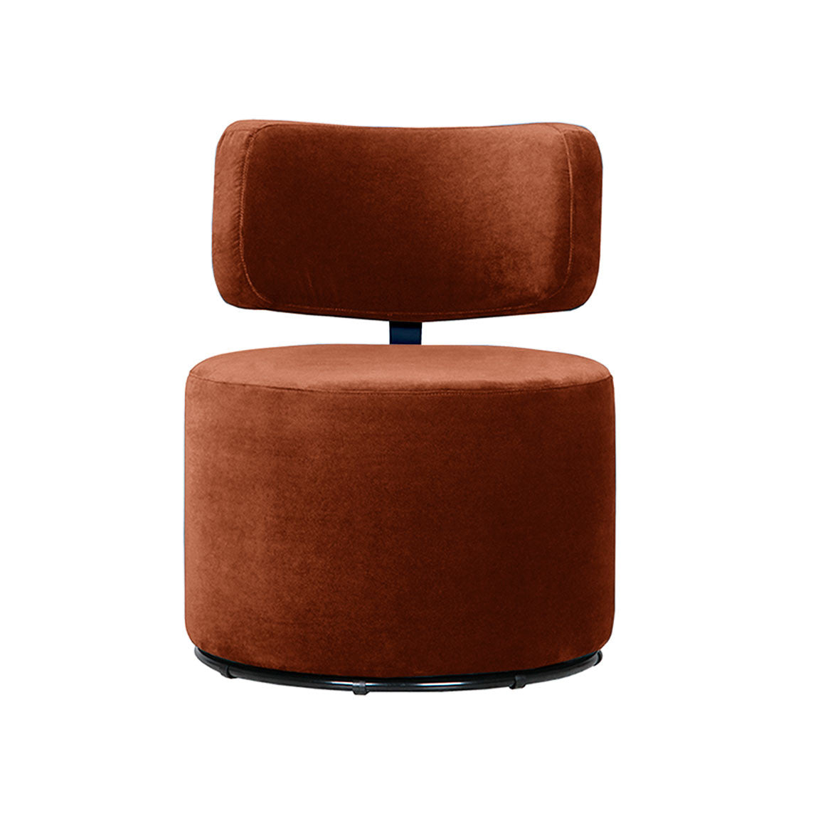 Fauteuil en velours Mokka avec pied pivotant – Rust n°19CV – Taille standard