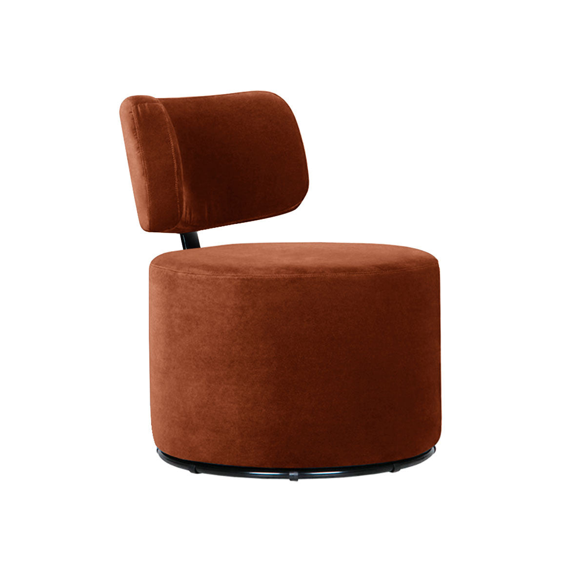 Fauteuil en velours Mokka avec pied pivotant – Rust n°19CV – Taille standard