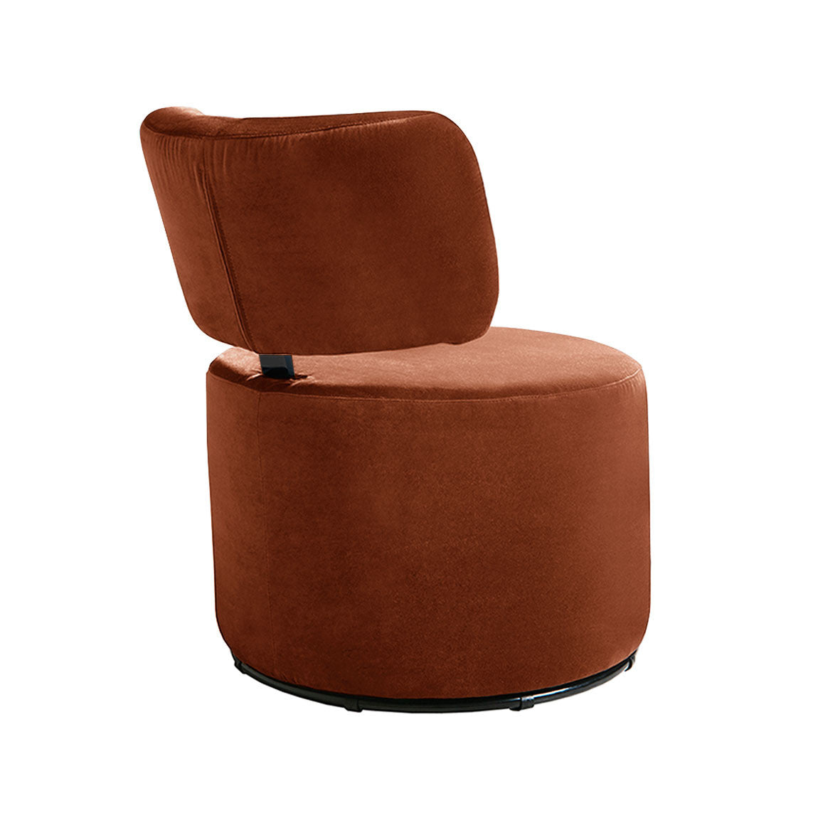 Fauteuil en velours Mokka avec pied pivotant – Rust n°19CV – Taille standard
