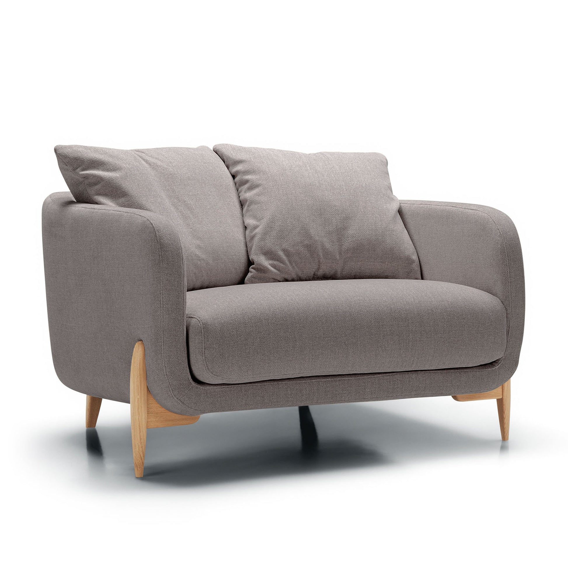 Fauteuil large en tissu chenille Jenny avec pieds bois – Steel n°7ST – Taille standard