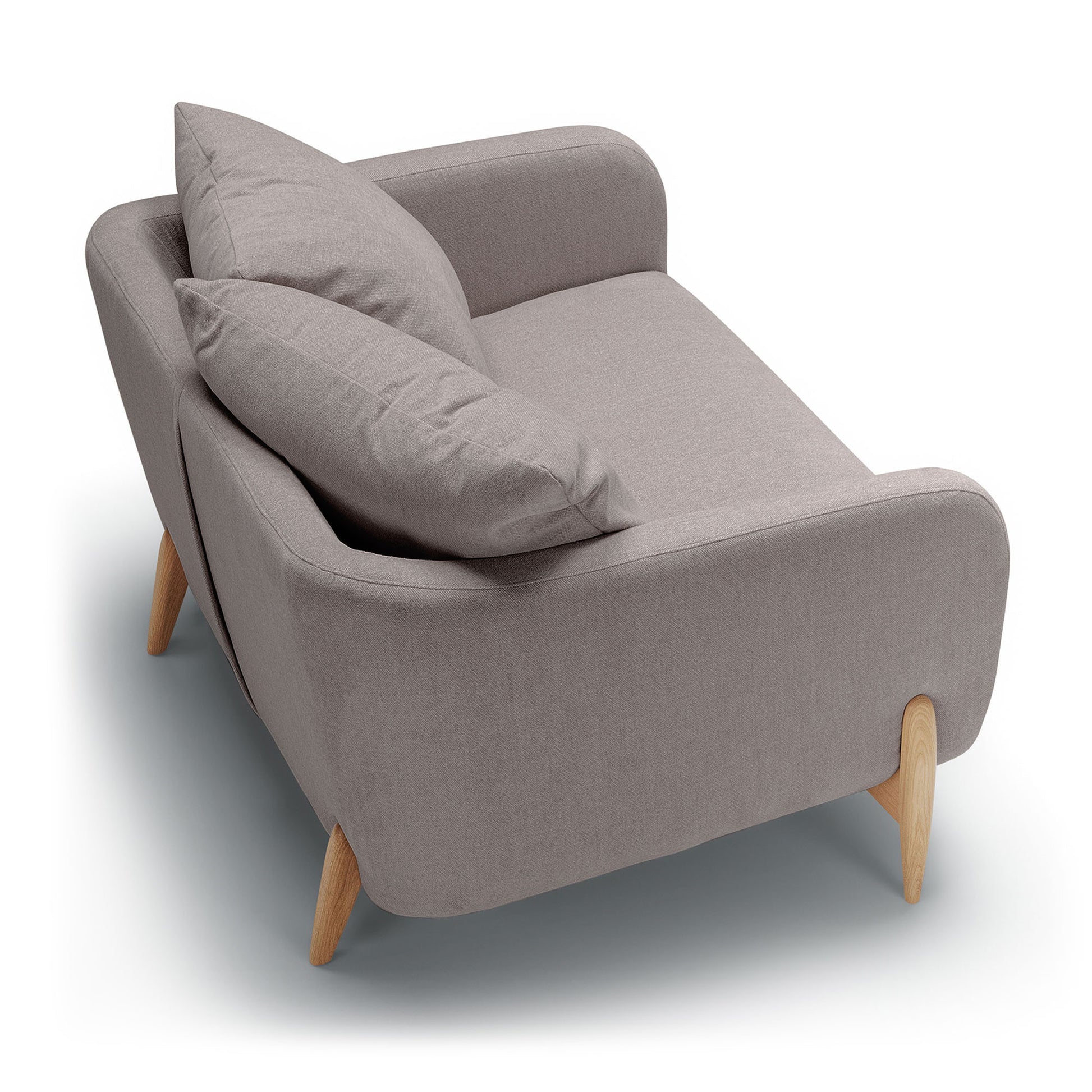 Fauteuil large en tissu chenille Jenny avec pieds bois – Steel n°7ST – Taille standard