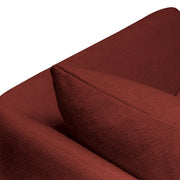Fauteuil large Moa en tissu chenille épais avec pieds bois – Warm Red n°5BL – Taille standard