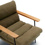 Fauteuil pur lin Bill à dossier bas avec accoudoirs – Olive n°4LIN – Taille standard