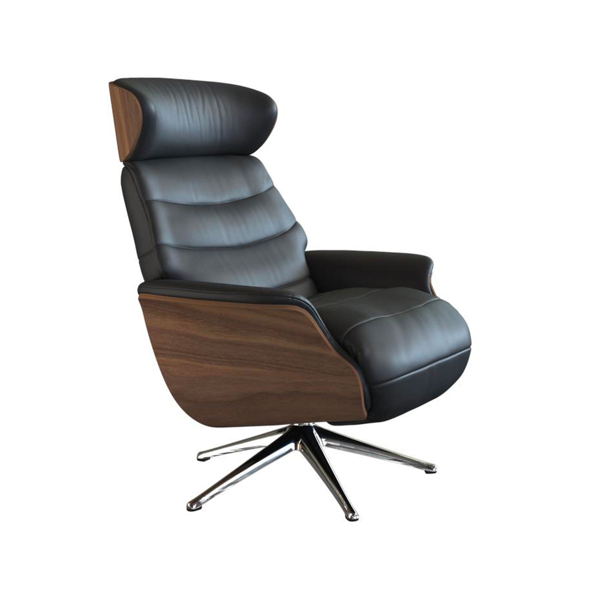 Fauteuil relax en cuir Marina avec repose-pieds intégré – Platin Black n°0960 SA – Taille standard