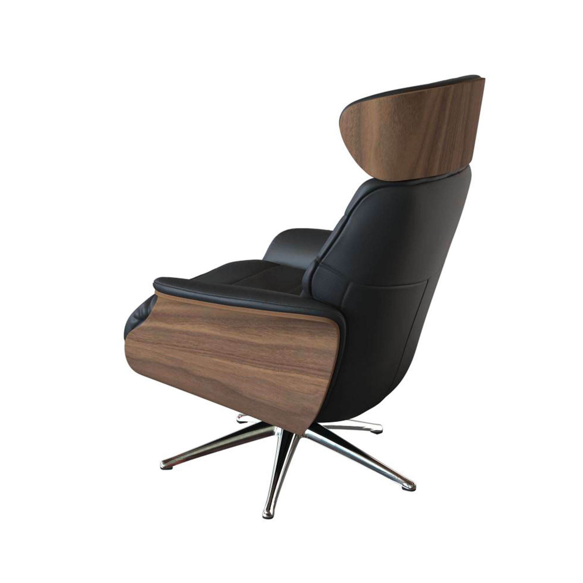 Fauteuil relax en cuir Marina avec repose-pieds intégré – Platin Black n°0960 SA – Taille standard