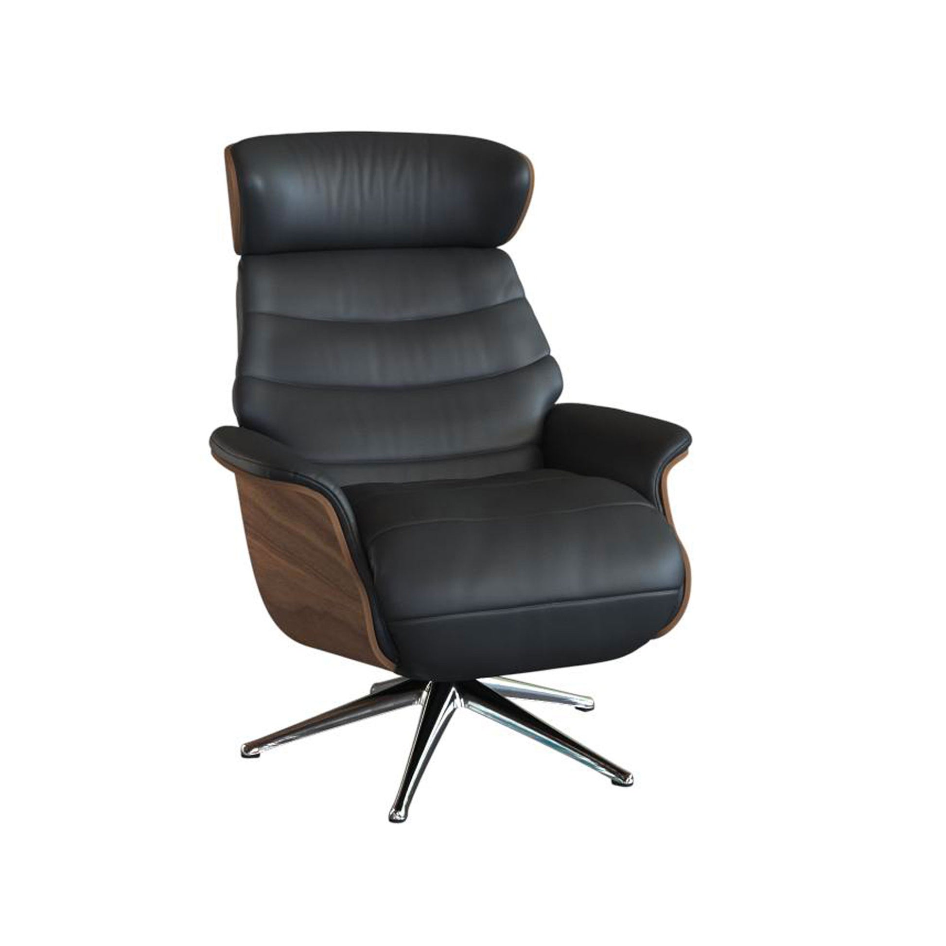 Fauteuil relax en cuir Marina avec repose-pieds intégré – Platin Black n°0960 SA – Taille standard
