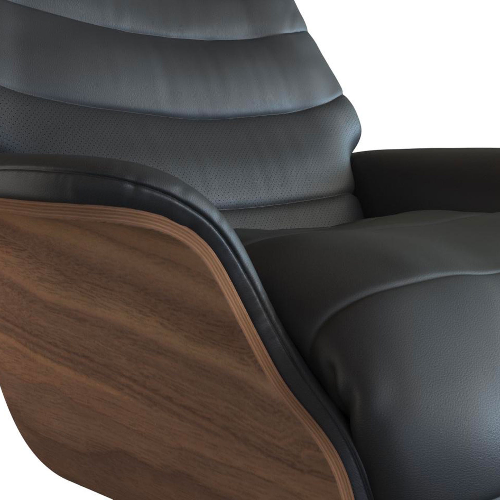 Fauteuil relax en cuir Marina avec repose-pieds intégré – Platin Black n°0960 SA – Taille standard