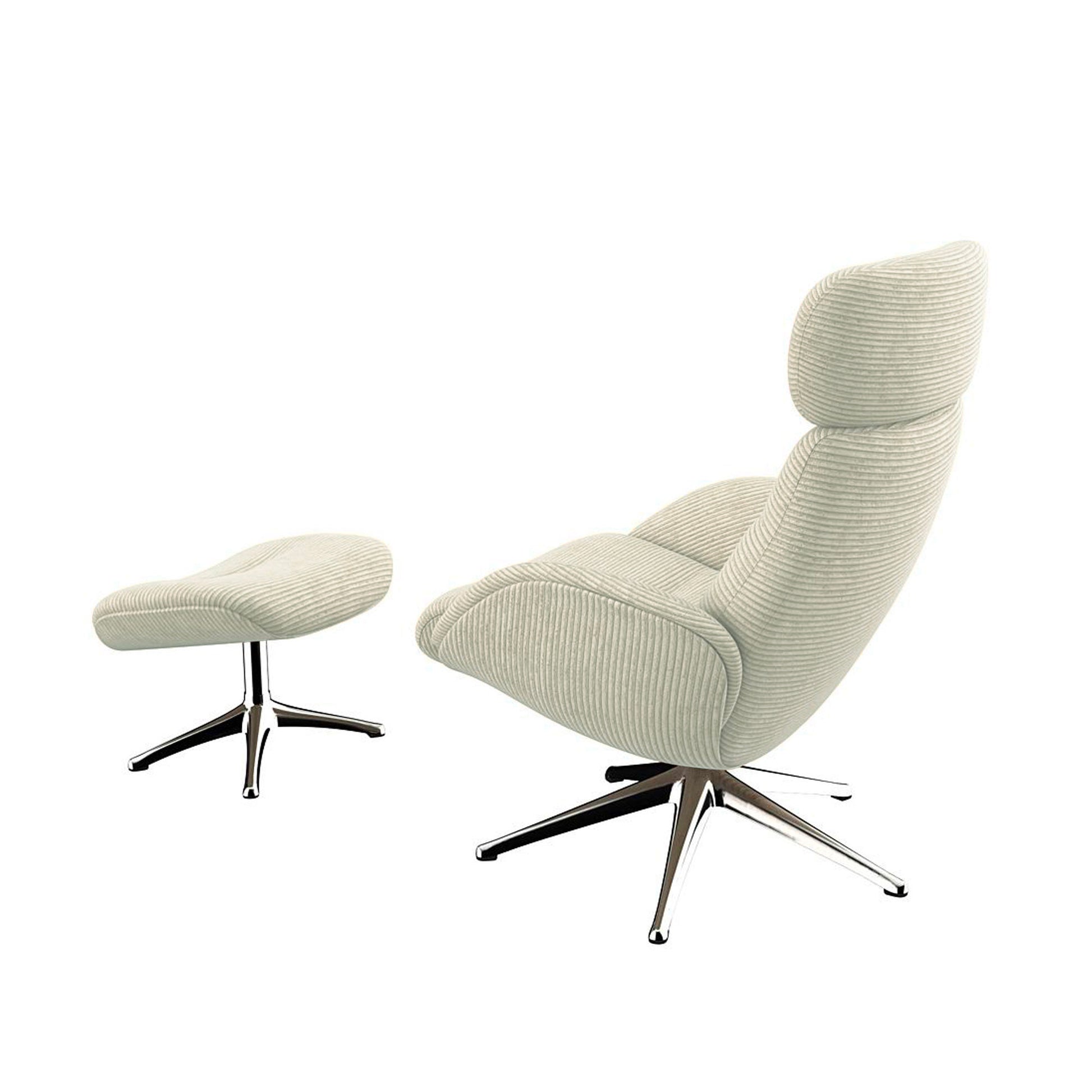 Fauteuil relax en velours côtelé Elegant avec repose-pieds – Ivory n°1080 SC – Taille standard