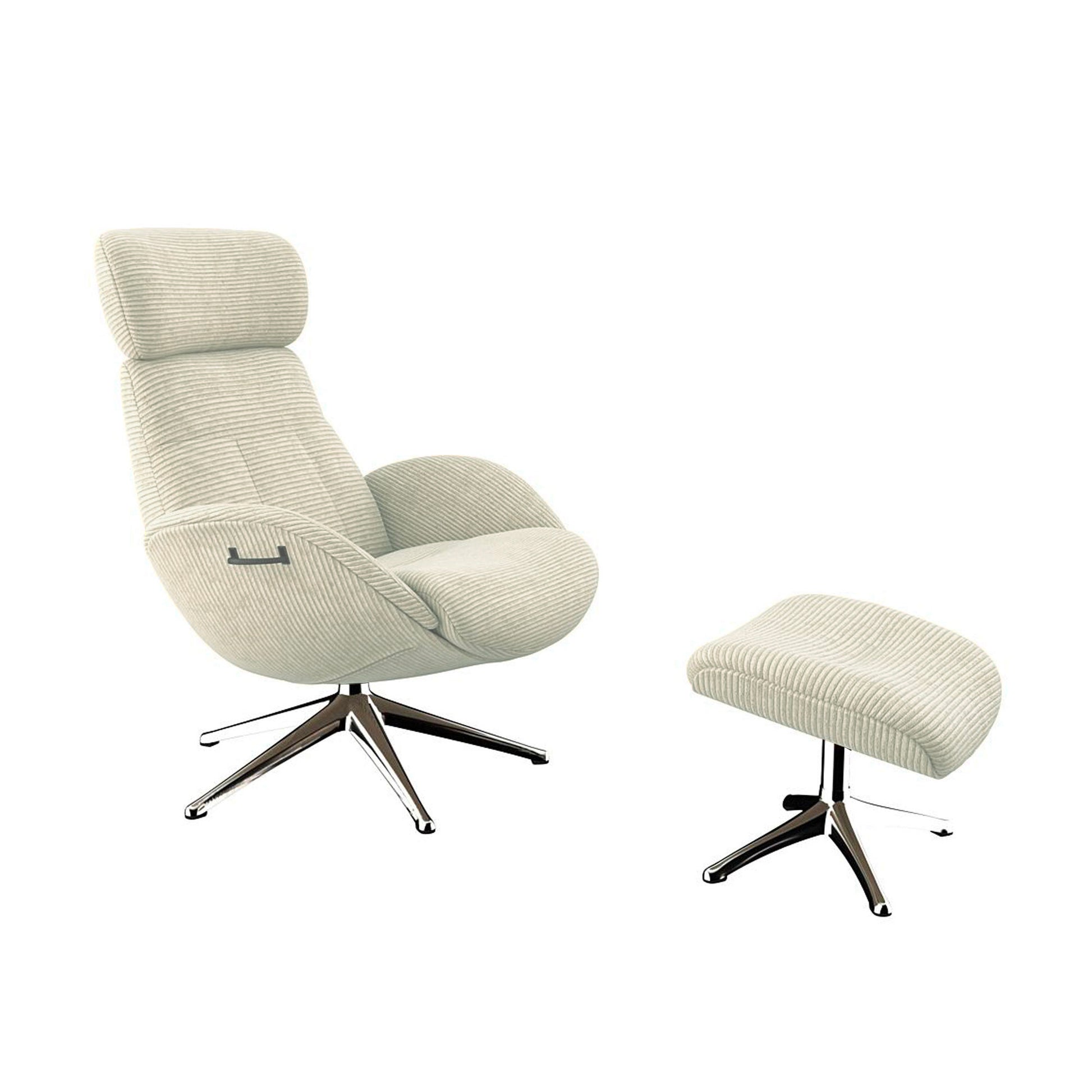 Fauteuil relax en velours côtelé Elegant avec repose-pieds – Ivory n°1080 SC – Taille standard
