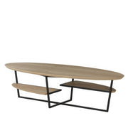 Table Basse Ovale Chêne Massif Étagères | Chêne LIGNART