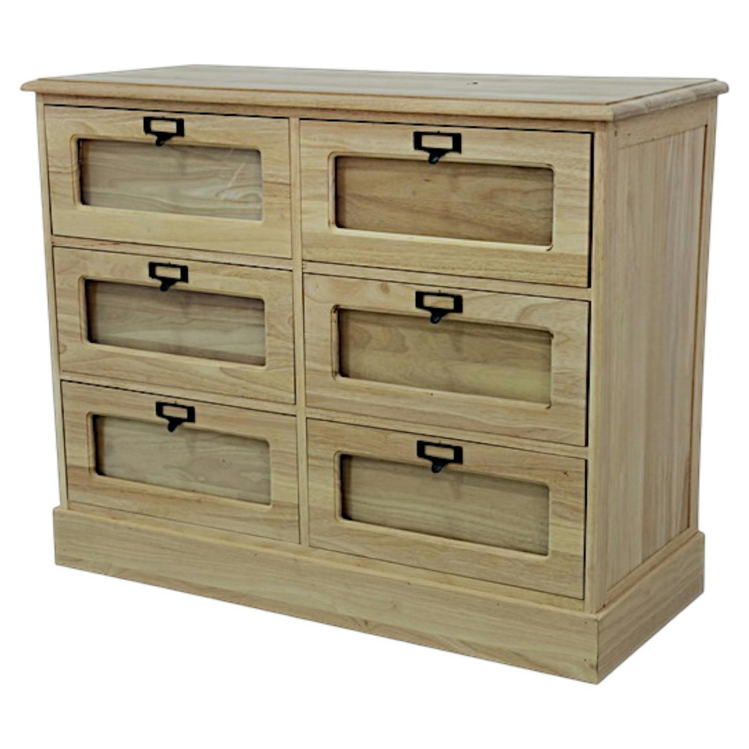 Grainetier Commode Hévéa 6 tiroirs 98,8x41,6x75cm MAORI