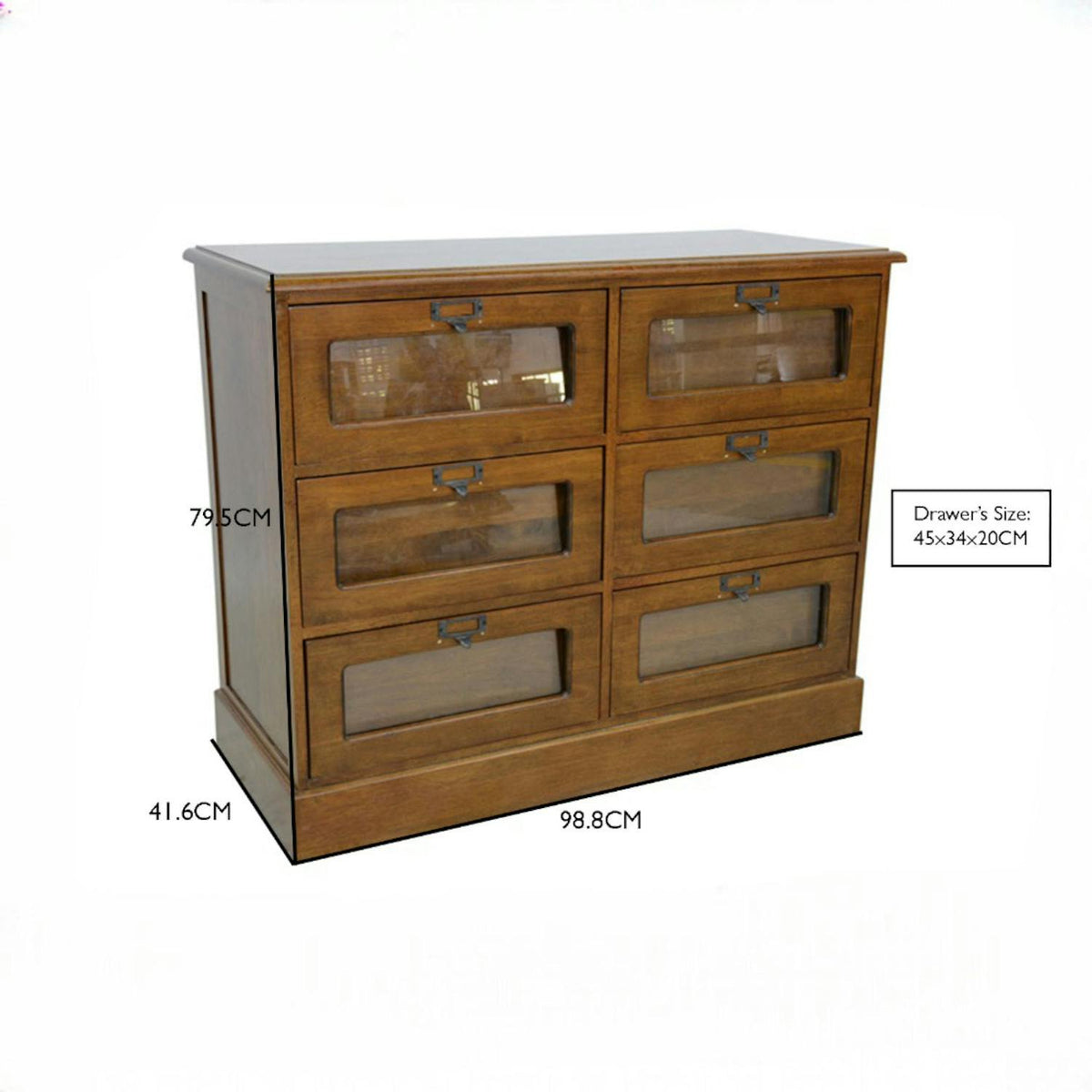 Grainetier Commode Hévéa 6 tiroirs 98,8x41,6x75cm MAORI