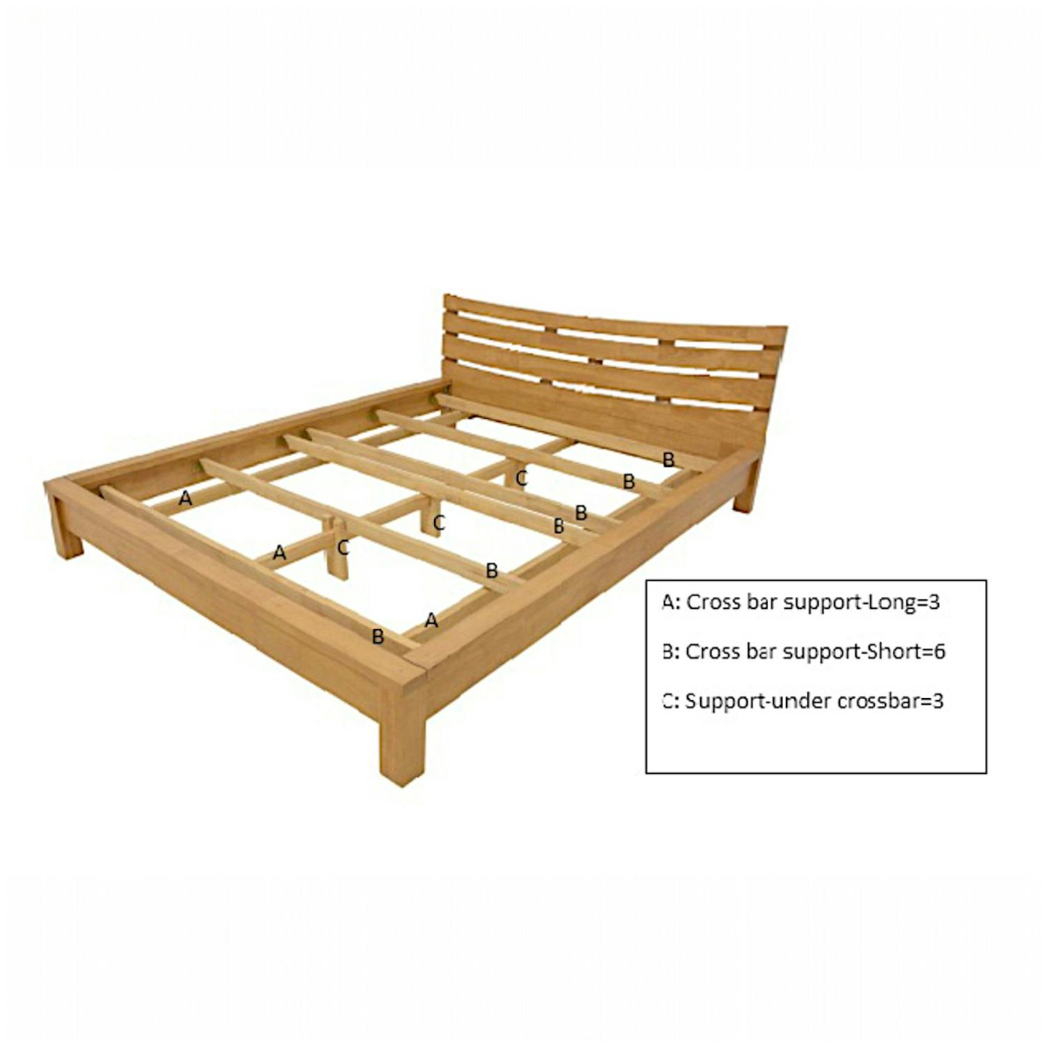 Lit 2 places couchage 140x190 avec tête de lit basse Hévéa 156x204x80cm NIAGARA