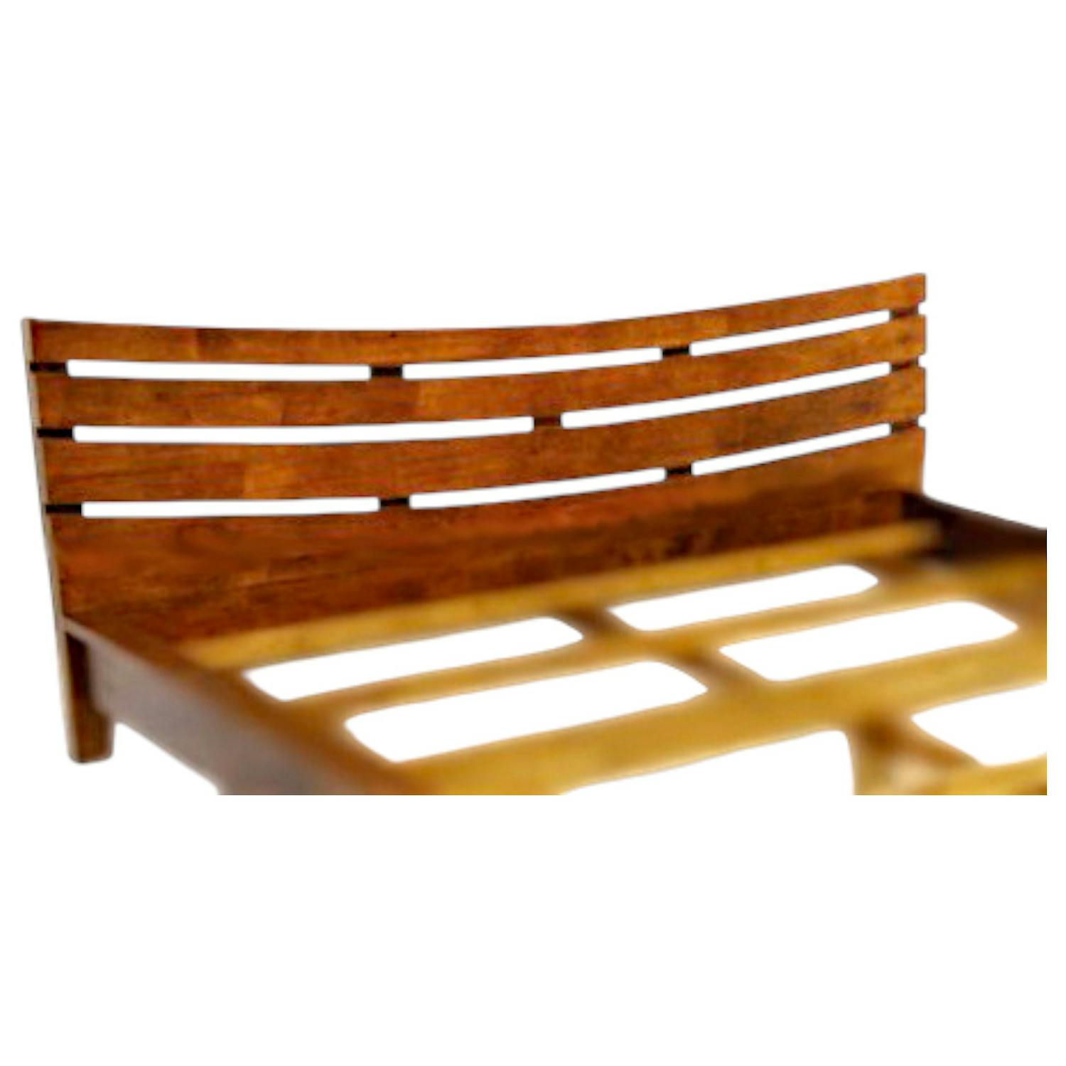 Lit 2 places couchage 140x190 avec tête de lit basse Hévéa 156x204x80cm NIAGARA