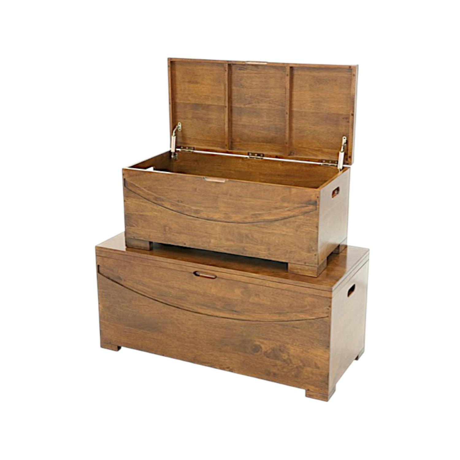 Lot de 2 bancs coffre Hévéa 100x45x45cm NIAGARA