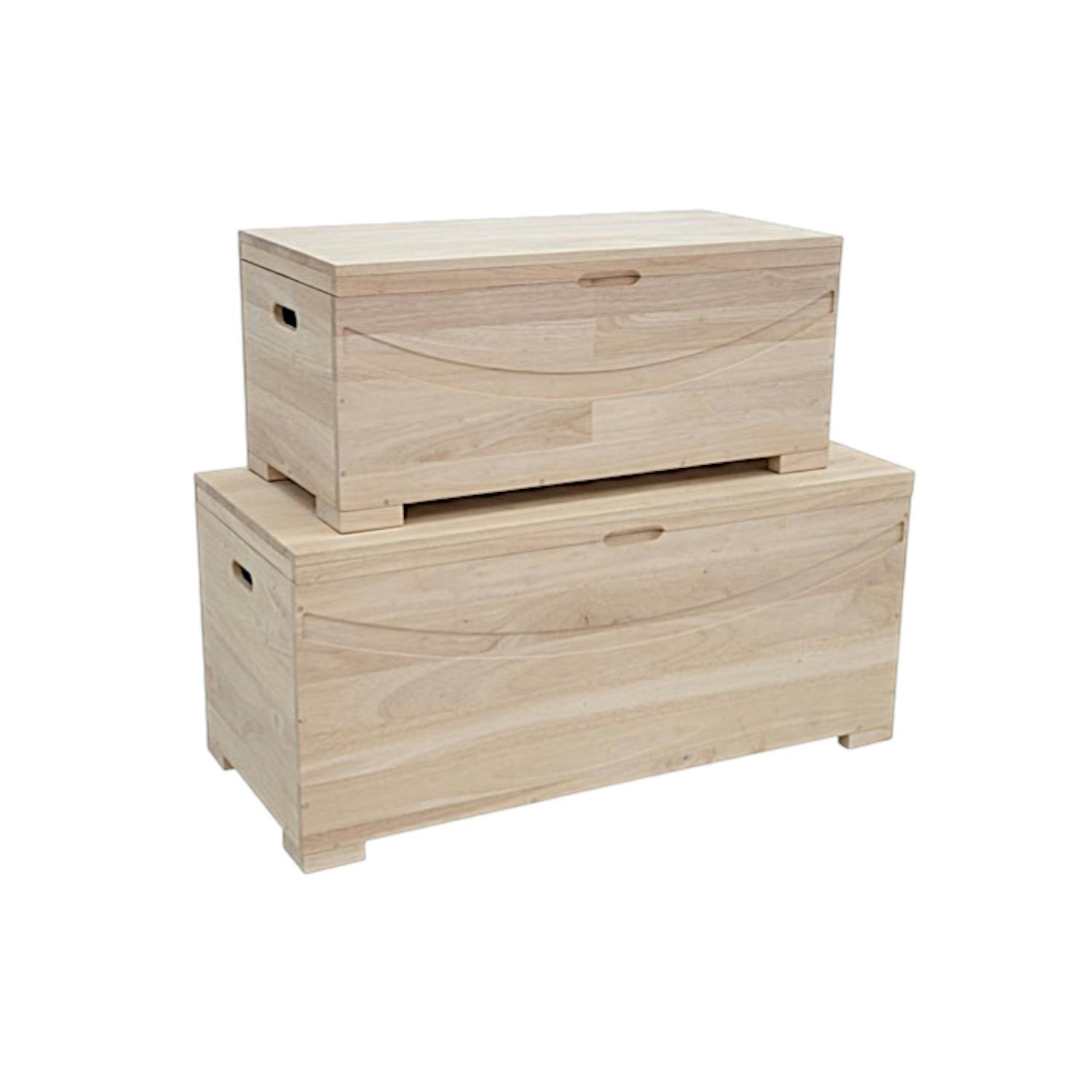 Bancs coffre en hévéa - Finition blanche