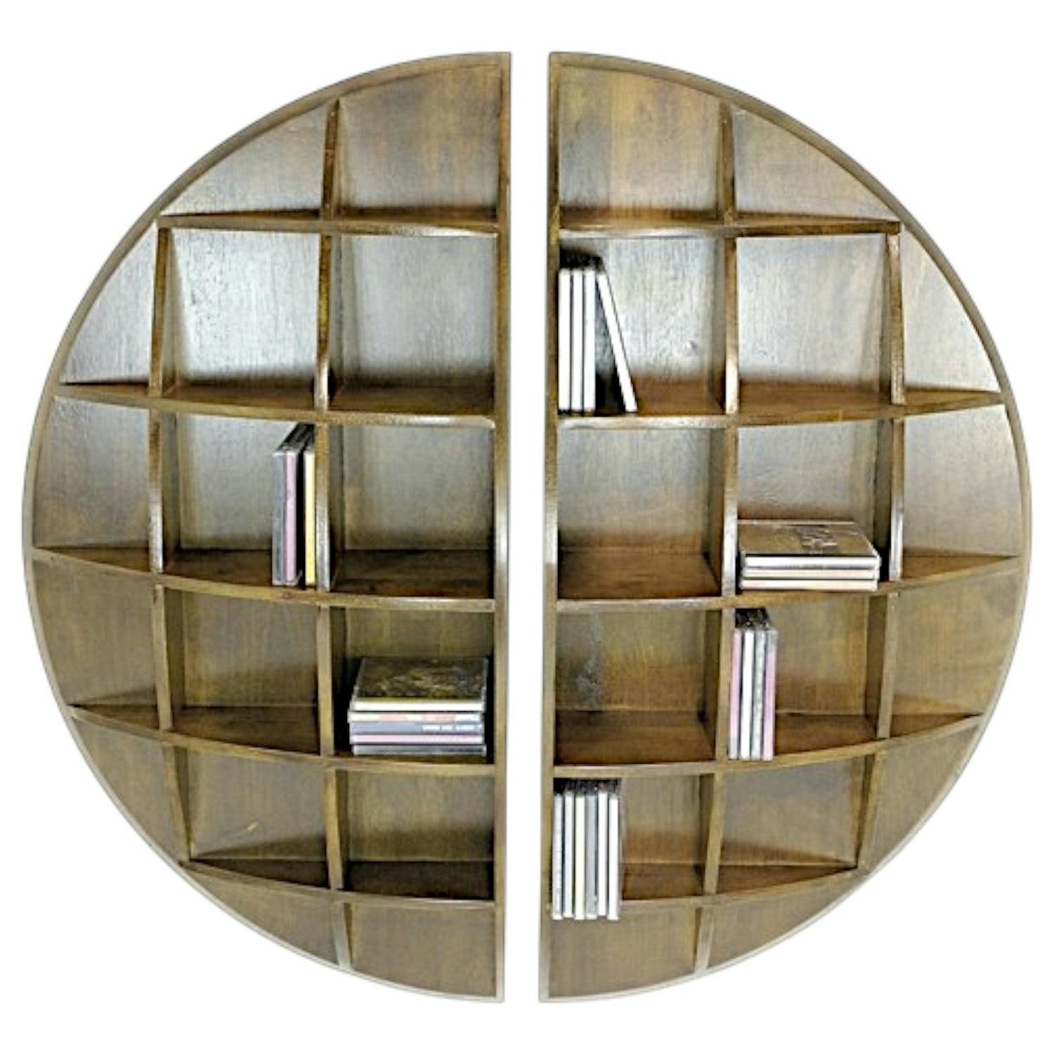 Lot de 2 étagères murales demi cercle hévéa 48,6x20x97,2cm MAORI