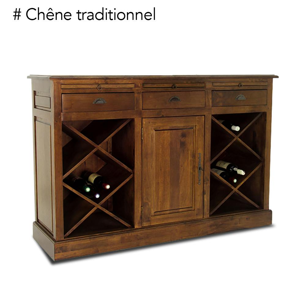 Meuble bar avec casier à bouteilles hévéa 149cm TRADITION
