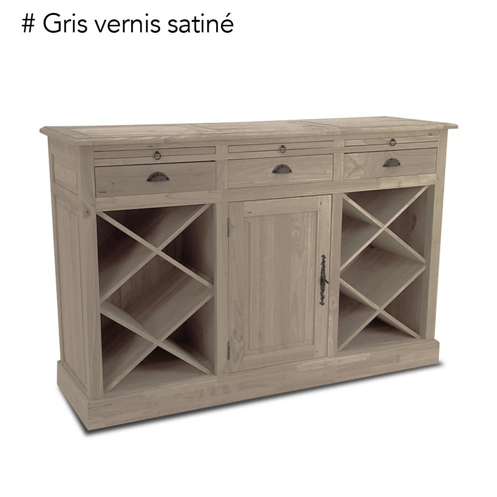 Meuble bar avec casier à bouteilles hévéa 149cm TRADITION