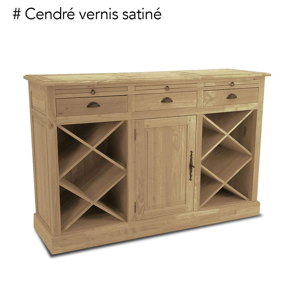 Meuble bar avec casier à bouteilles hévéa 149cm TRADITION