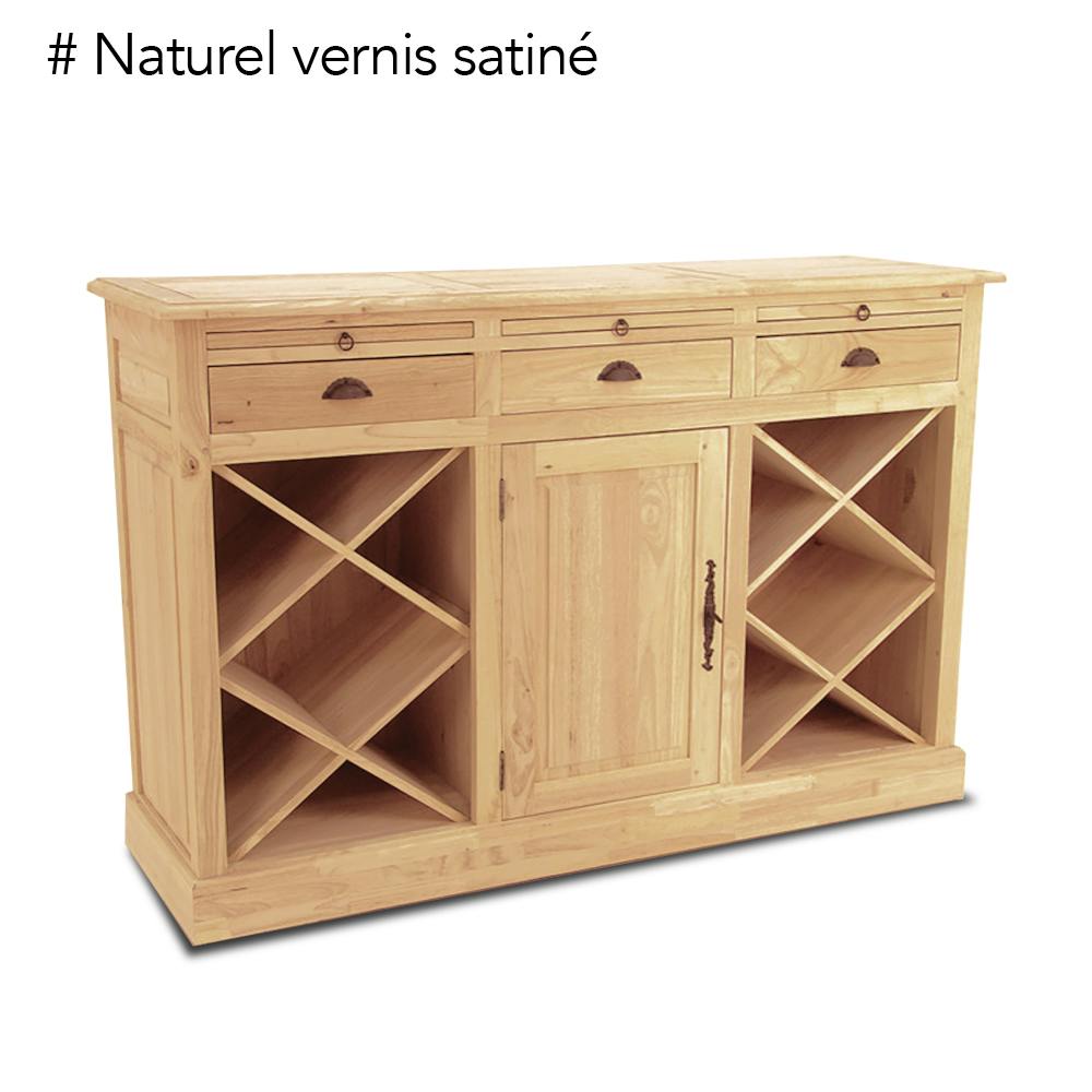 Meuble bar avec casier à bouteilles hévéa 149cm TRADITION