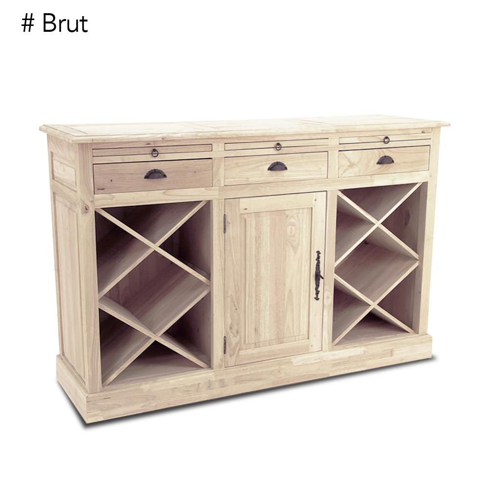 Meuble bar avec casier à bouteilles hévéa 149cm TRADITION