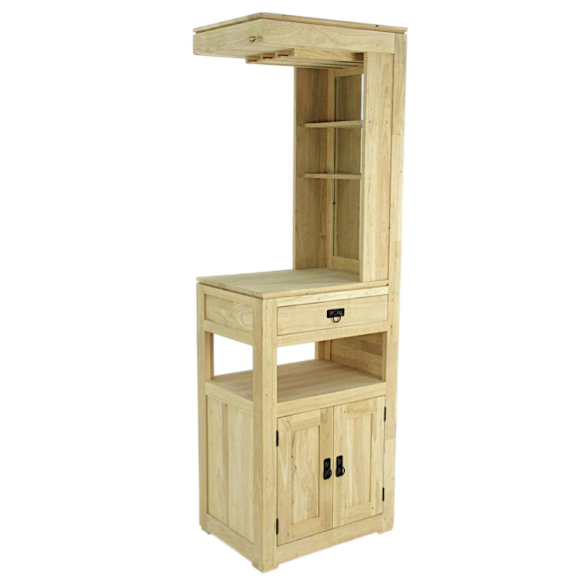 Meuble bar haut hévéa massif 190cm HELENA