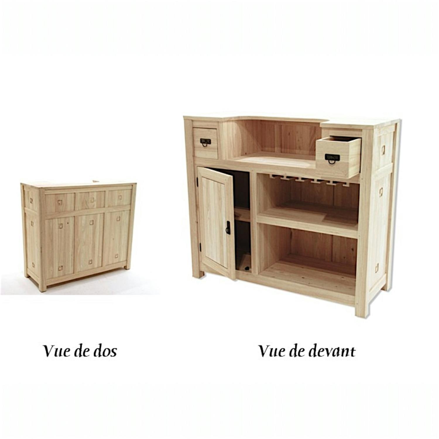 Meuble bar hévéa 120x46x105cm TESSA