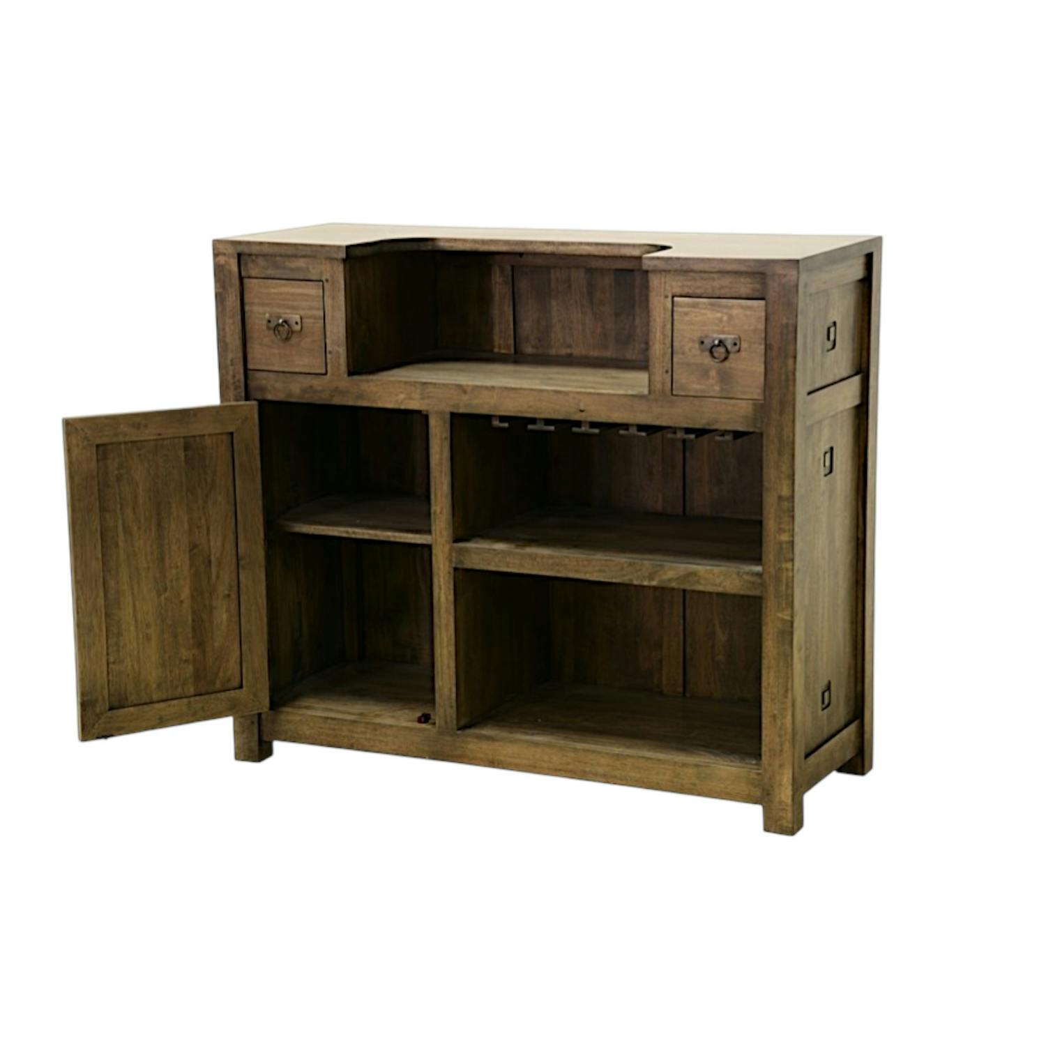 Meuble bar hévéa 120x46x105cm TESSA