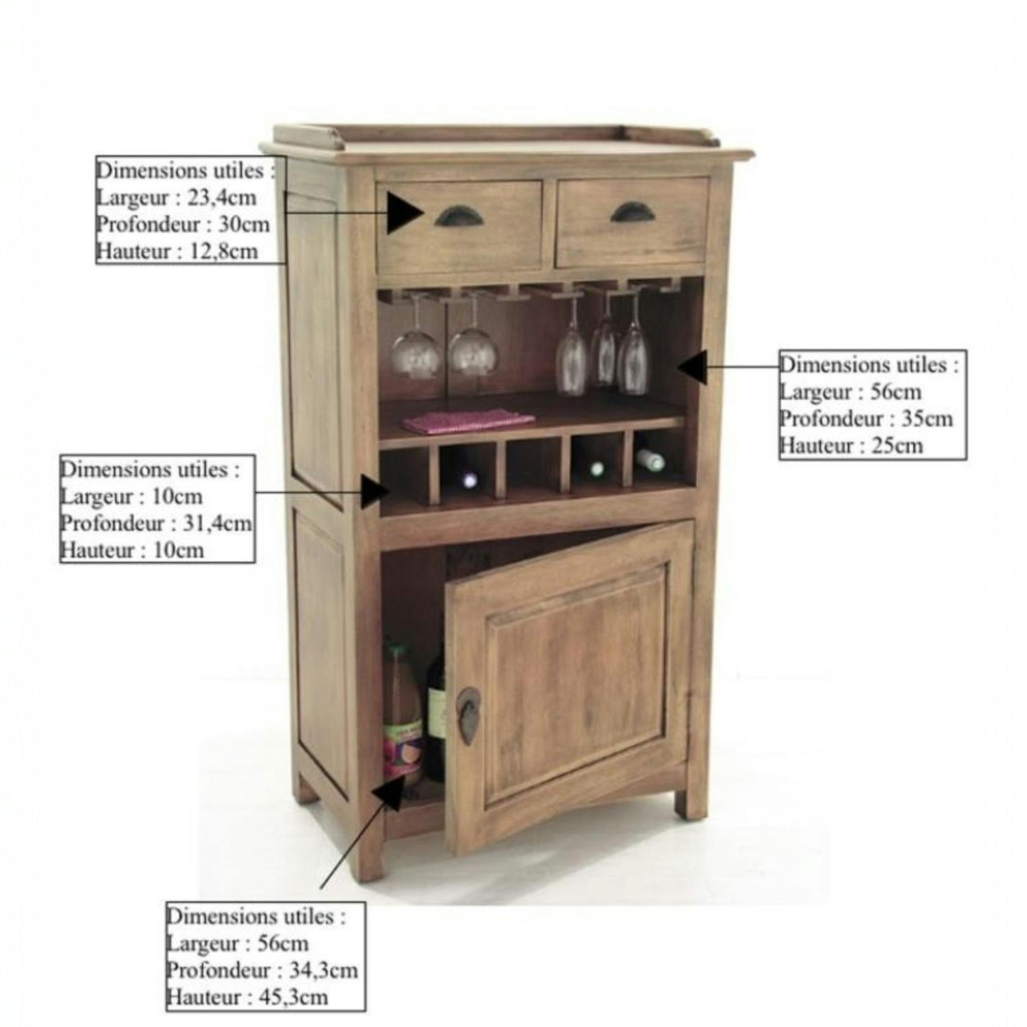 Meuble bar en bois massif - Style traditionnel
