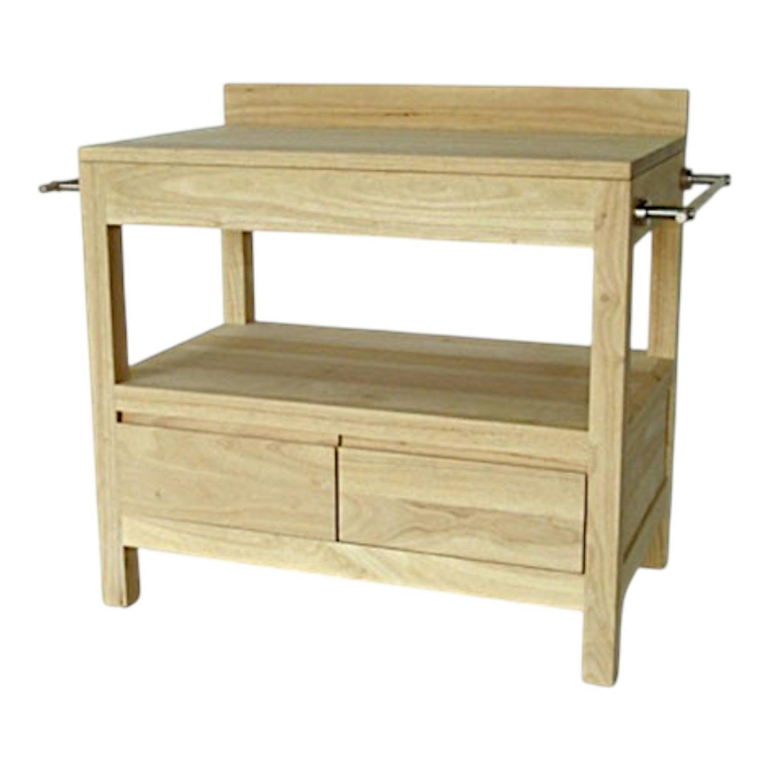 Meuble bas 2 tiroirs salle de bain hévéa 90cm OLGA