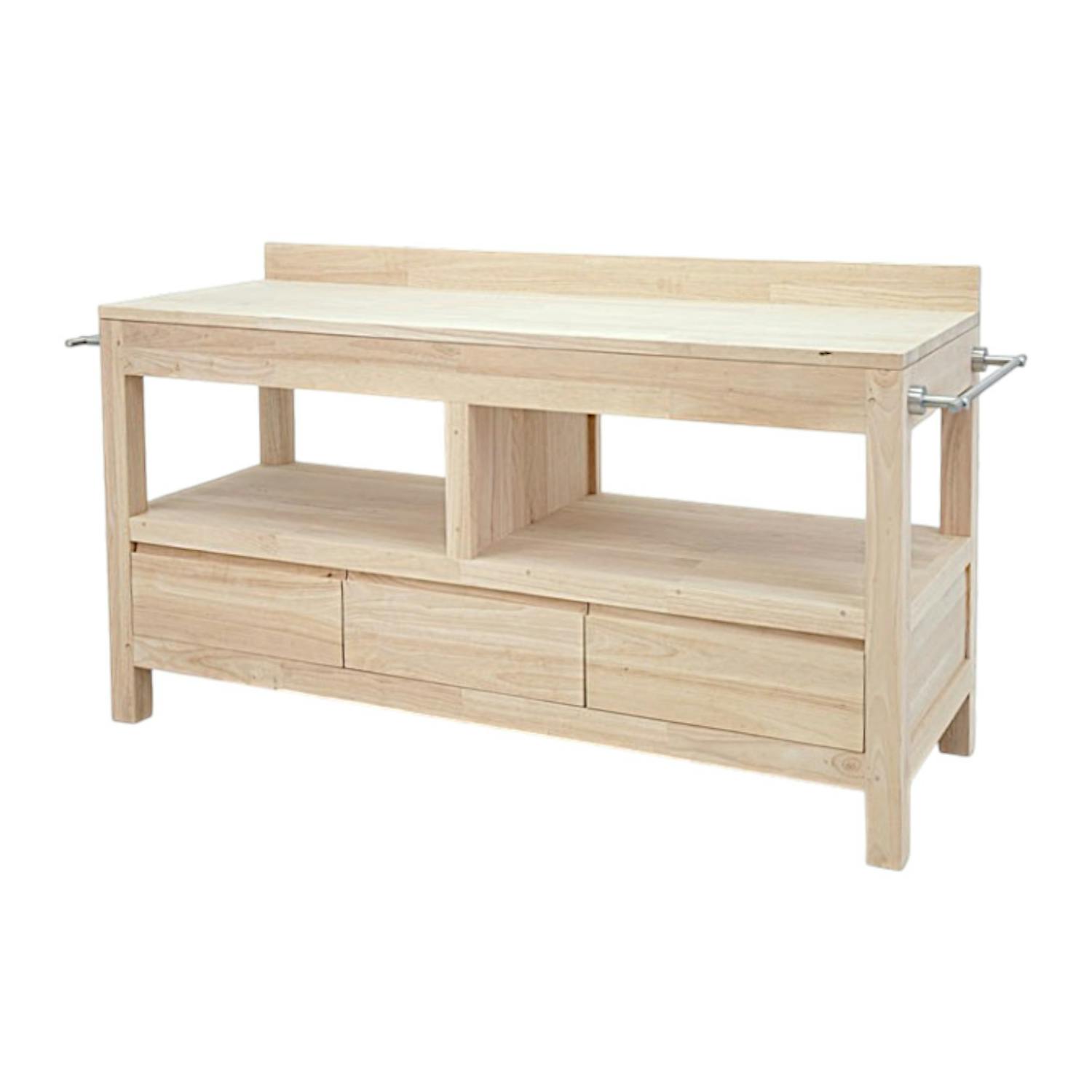 Meuble bas salle de bain 3 tiroirs hévéa 154cm OLGA