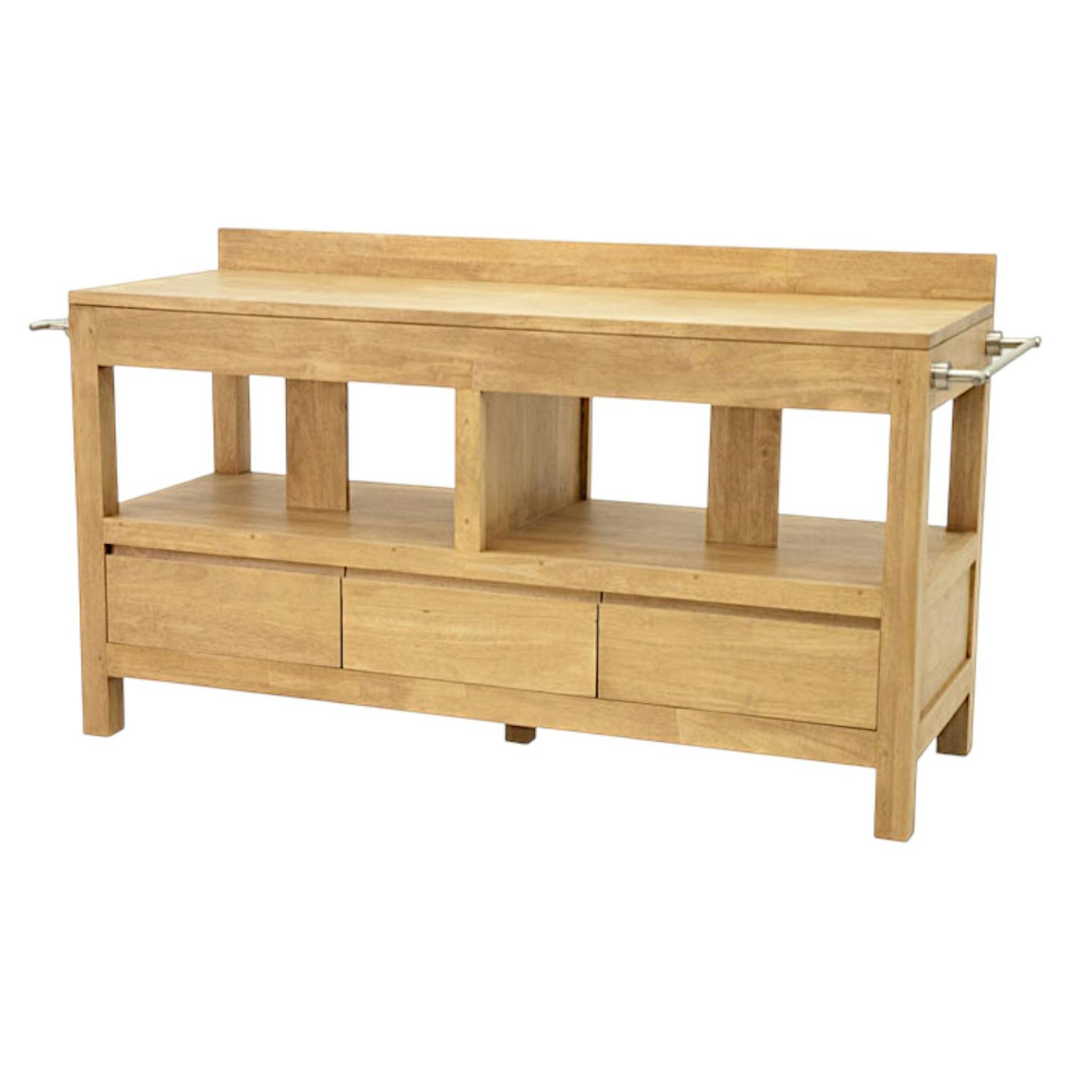 Meuble bas salle de bain 3 tiroirs hévéa 154cm OLGA